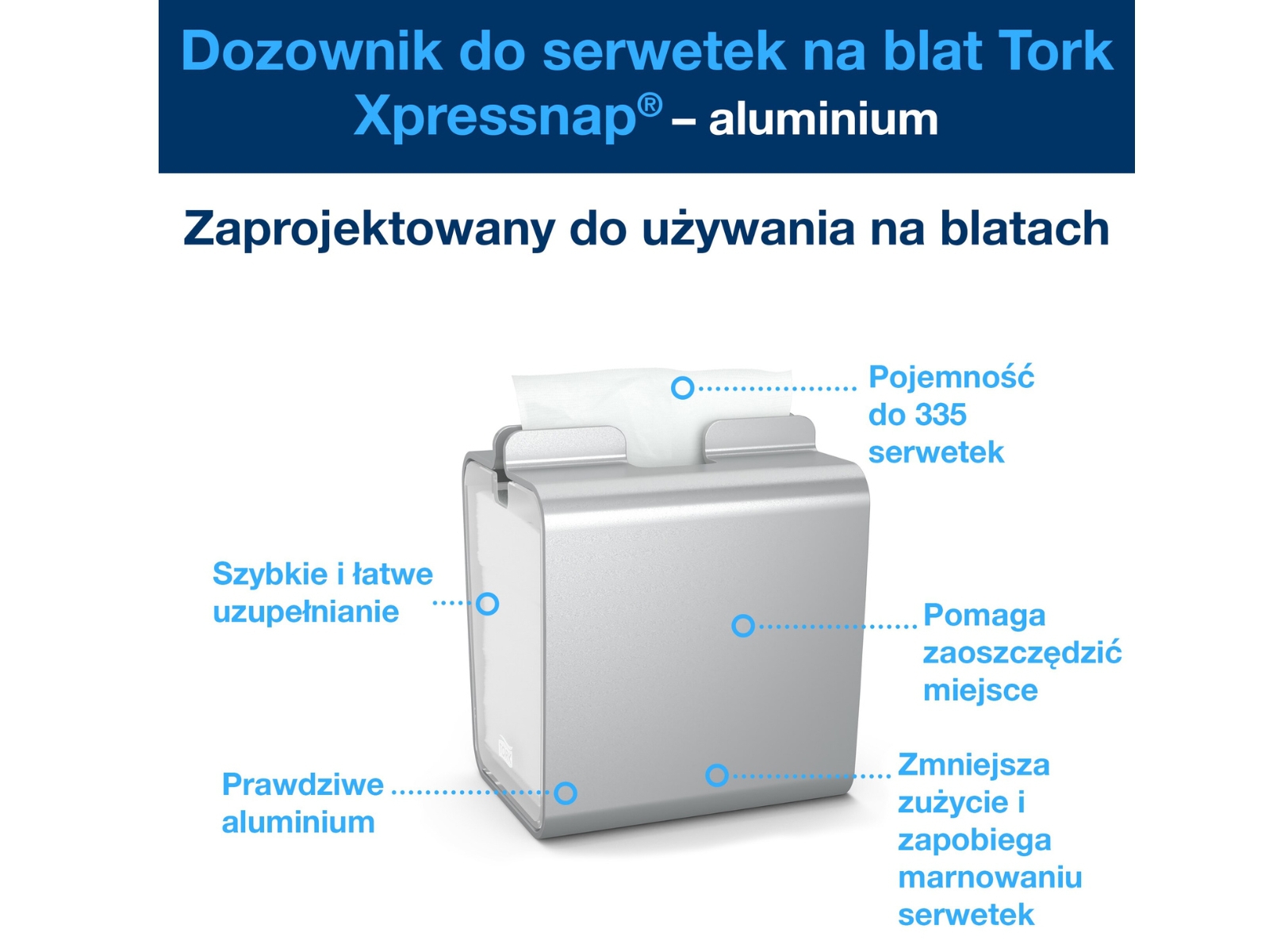 Tork Xpressnap® 274002 Eksluzywny dozownik N4 na serwetki – Aluminium